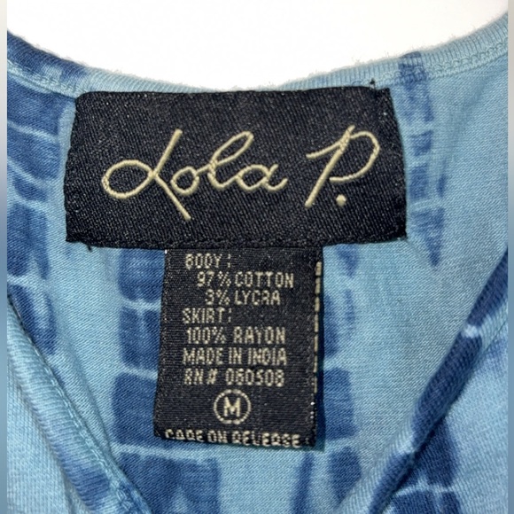 Blue Tie-Dye Sleeveless Dress Lola P. Women’s Medium - Picture 3 of 3